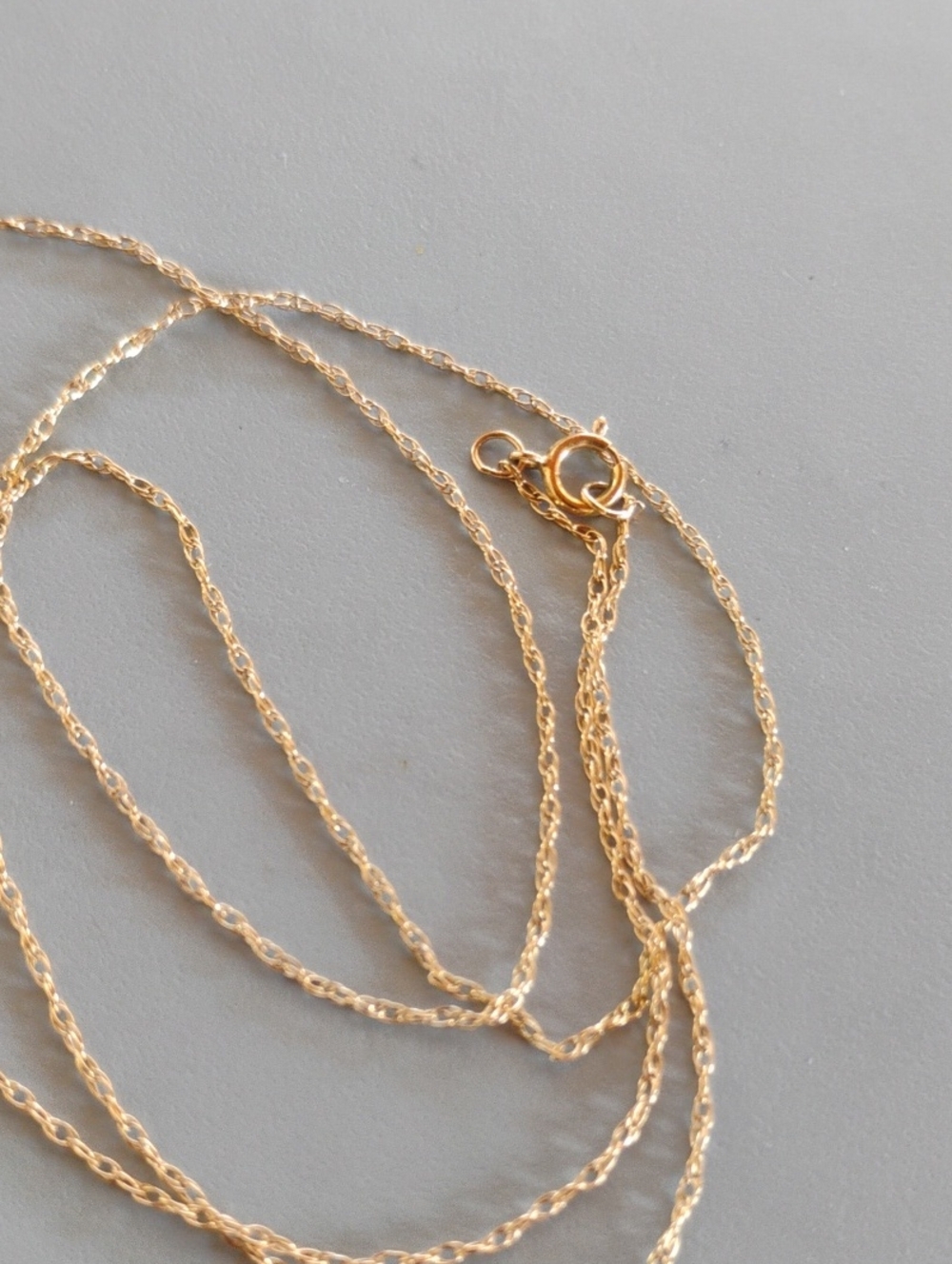 Rope Chain 14 K Gold Necklace Spring Ring - Picture 2 of 11